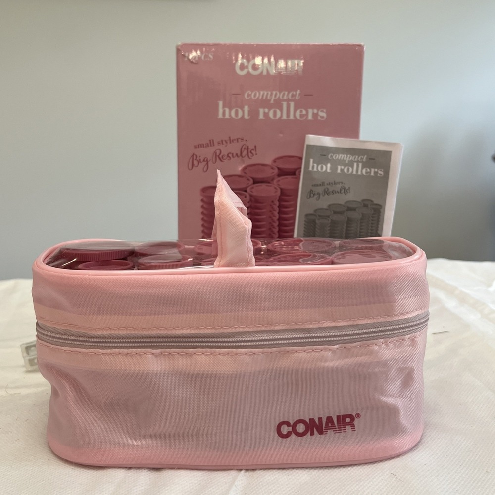 Conair Compact Travel Hot Roller Curlers Case Clips Pageant Prom Wedding Dance